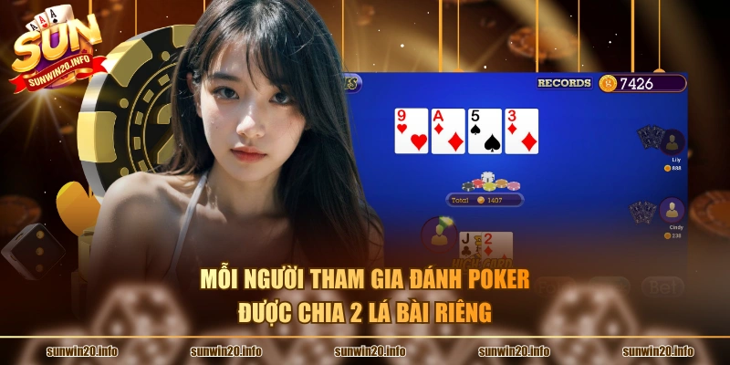 Mỗi người tham gia đánh Poker được chia 2 lá bài riêng