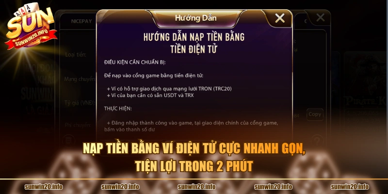 Nạp tiền bằng ví điện tử cực nhanh gọn, tiện lợi trong 2 phút